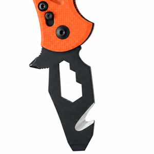 Couteaux de poche pliants orange et noirs avec poignée à anneau, lame utilitaire à crochet, clip de poche et poignée rainurée pour les tâches en extérieur X - Product Image 4