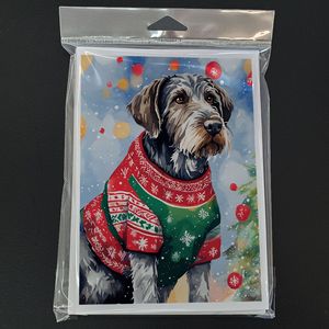 Cartes de vœux de Noël pointeur allemand à poil dur paquet de 8 A7 taille 5x7 cartes de note vierges avec enveloppes - Product Image 3