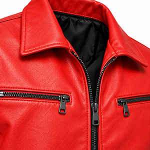 Chaqueta de Cuero Sintético para Hombre con Cierre de Cremallera, Estilo Motociclista Clásico Informal, Proveedor Mayorista - Product Image 5