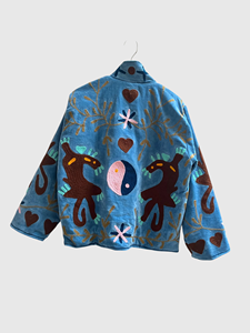 Veste en velours à col mandarin avec motif brodé, manches longues, design géométrique, broderie à la main, vêtements d'automne pour adultes - Product Image 2