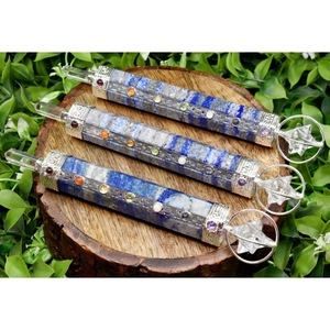 Bâton de guérison des chakras en cristal dynamique fait main, en agate et lapis-lazuli naturels de qualité supérieure, vente en gros - Product Image 6