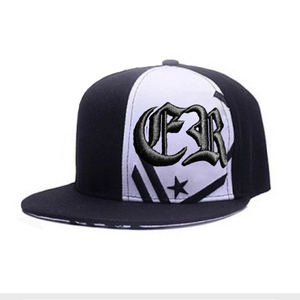 CER Embroidery Snapback Cap Black <b>White</b> Street Style Unisex 3D Logo Casual <b>Hat</b> Adult 58-60CM - Product Image 1