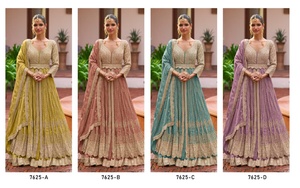 Conjunto de Lehenga Anarkali Azul Bordado, Vestido de Boda Pakistaní Indio con Dupatta, Sin Mangas, Ropa Formal Festiva - Product Image 4