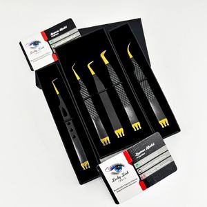 Nouvelle arrivée Pince à cils faite à la main de qualité supérieure noir mat pour femmes Extension greffée Couronne Bas Designs Volume Pince à épiler - Product Image 4