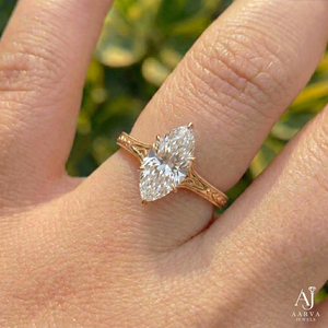 Anillo de Compromiso Clásico con Moissanita Corte Marquesa, Certificado IGI, Plata 925, Anillo de Boda para Mujer - Product Image 5
