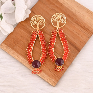 Red Hydro <b>Garnet</b> Hydro Gemstone Brass Bezel Set <b>Earrings</b> Gold Plated Handmade Jewelry Shilpi Impex for Women Wholesale Lot 10 - Product Image 2