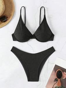 Bikini invisible sin costuras de seda helada de cintura alta para mujer, braguita sin costuras, traje de baño al por mayor con lentejuelas y plumas, logotipo personalizado - Product Image 3