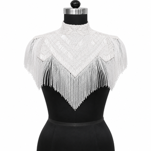 Luxury Antique Silver Detachable Handcrafted <b>Braided</b> Beaded Shoulder Collar | Epaulette Fringe Statement Fashion <b>Accessory</b> Women - Product Image 1