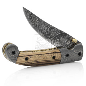 Handmade Damascus Steel Folding Knife DD-FK-523 Zebra Wood Handle 180mm Overall Length Hot Selling Outdoor Survival Hunting - Product Image 1