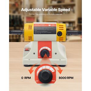 Lucidatrice per Metalli ad Alta Potenza 1/2HP 0-8000RPM da Banco con Set di 2 Ruote in Cotone da 4 Pollici e 3 Ruote da 3 Pollici - Product Image 3