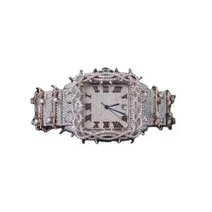 Reloj de Lujo Personalizado de Acero Inoxidable con Moissanita Tallada a la Moda, Esfera Cuadrada para Hombre, Movimiento de Cuarzo con Fecha Automática, Unisex, 41 mm - Product Image 1