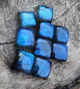 Cabochons carrés en labradorite naturelle, pierres précieuses en vrac pour la fabrication de bijoux, 5 pièces - Product Image 2