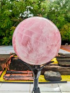 Esfera pulida de cuarzo rosa, decoración para el hogar, forma circular de piedra semipreciosa - Product Image 3