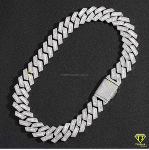 Custom Lock Necklace 18mm Cuban Link <b>Chain</b> with VVS Moissanite Diamonds in 925 Sterling Silver <b>Iced</b> <b>Out</b> Jewelry - Product Image 4