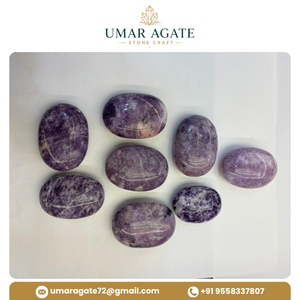 หินเลพิโดไลต์ธรรมชาติทรงปาล์ม ขนาด 45-60 มม. หินเลพิโดไลต์ขัดเงา ขายส่งสำหรับร้านคริสตัลและของขวัญ - Product Image 5
