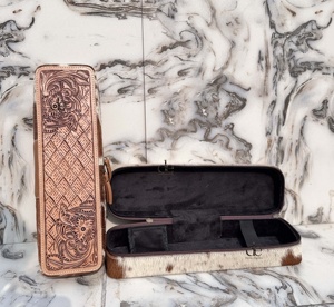 Hot Sale Heat Resistant Hair On Hide Travel <b>Case</b> Hand Tooled Leather Straightener <b>Cases</b> Perfect Organizer for Hair Tools - Product Image 6