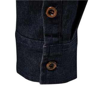 Camisa de mezclilla clásica para hombre, de manga larga, informal, con botones, de algodón azul, para uso diario, actividades al aire libre y estilo casual elegante - Product Image 5