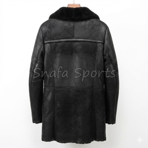 Vestes en cuir pour hommes, en cuir de mouton véritable vieilli, avec doublure en sherpa et fausse fourrure, design personnalisé - Product Image 2