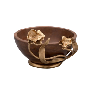 Handcrafted Natural Wooden Serving <b>Bowl</b> with Metal Leaf Handles Eco-Friendly <b>Mango</b> <b>Wood</b> Salad Fruit <b>Bowl</b> for Luxury Home Hotel - Product Image 5