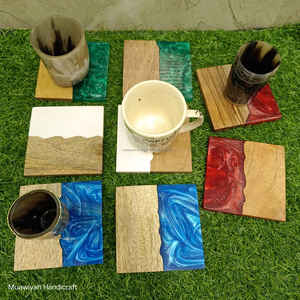 Posavasos de madera y resina de calidad perfecta, posavasos de nogal con color personalizado, estilo de lujo moderno para uso en el hogar, oficina, Hotel - Product Image 3