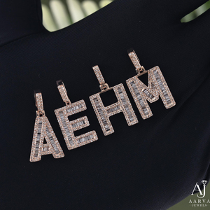 Colgante de Letra con Baño de Oro Rosa y Rodio, Estilo Hiphop, con Moissanita, Forma de A, Joyería con Iniciales para Hombre y Mujer - Product Image 3
