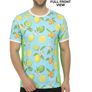 T-shirt à manches courtes pour homme, imprimé agrumes, col rond, coupe classique, style décontracté, tissu tricoté respirant - Product Image 1