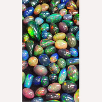 178 Pièces d'Opale Noire Éthiopienne Naturelle, Cabochons Ovales de 8mm à 25mm, Taille Unique, 491 Carats, Iroc Sales, Effet de Couleur/Feu pour Bijoux