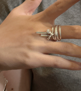 S925 Sterling Silver Korean Style Niche Design Bow suit Korean Style Fashionable INS Fashion <b>Ring</b> Ear <b>Clip</b> - Product Image 3