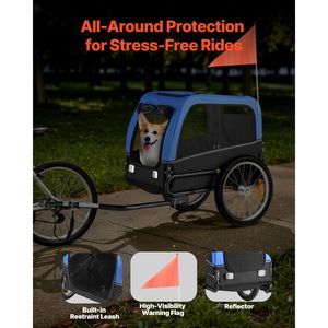 Remorque de vélo pliable pour chien, capacité de 30 kg, chariot pour animaux à dégagement rapide, porte-bagages pour vélo pour chiens de petite et moyenne taille - Product Image 5