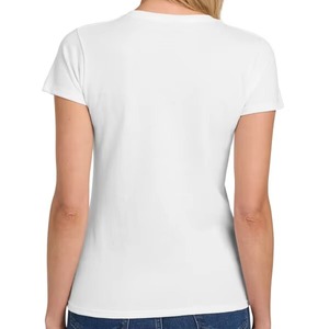 Camisetas de algodón grueso personalizadas para mujer, cuello en V, manga corta, holgadas, transpirables, lisas, deportivas, para verano. - Product Image 2