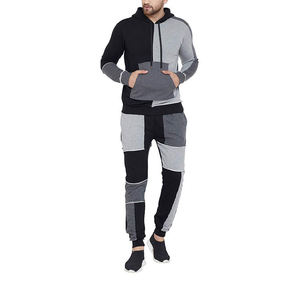 Conjunto Deportivo Informal con Capucha para Hombre, Color Sólido, Bloques de Color, Manga Larga, Bolsillos Laterales, Material Transpirable de Poliéster y Algodón - Product Image 4