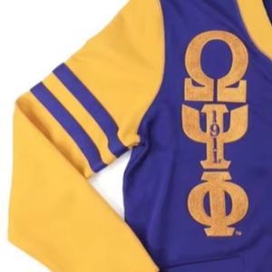 Omeg Psi Phi <b>Cardigan</b> with Chenille Logos 100% Cotton Simple Casual Solid Design for Women - Product Image 5