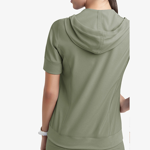 Ensemble de blouses d'infirmière personnalisées OEM pour femmes avec sweat à capuche et cordon de serrage, en tissu tricoté, couleur et logo personnalisables - Product Image 3