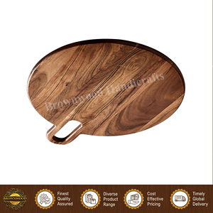 Elegant Design Good Quality Wholesale Natural Wood Finished Color Hotel <b>Kitchen</b> Use Acacia Wood Chopping Board with Handle - Product Image 3