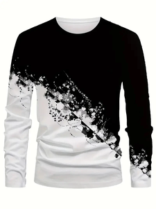 Camiseta Deportiva de Punto para Hombre, Estilo Casual, Cuello Redondo, Manga Larga, Transpirable, con Estampado Digital 3D, Estilo Urbano, para Primavera y Otoño - Product Image 2