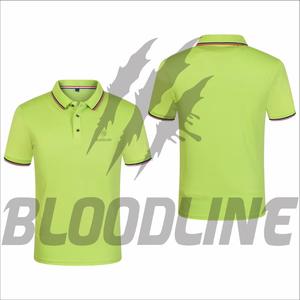 Polo à manches courtes pour homme Bloodline, vert uni, tricoté, respirant, coupe classique, logo sur le devant - Product Image 1
