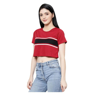 เสื้อครอปท็อปแฟชั่นผู้หญิงทรงเข้ารูป แห้งเร็ว สีตามสั่ง ระบายอากาศได้ดี แขนสั้น รับผลิตแบบ OEM - Product Image 4