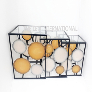 Modern Fashionable Hotel <b>Coffee</b> <b>Table</b> Luxury Restaurant Furniture Accessories Round Shape Top <b>Silver</b> and Base Black Plated - Product Image 5