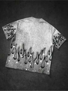 เสื้อยืดสไตล์ Y2K ประดับเพชรเทียม แขนสั้น คอกลม ลายจุดวิบวับ ทรงโอเวอร์ไซส์ สตรีทแวร์ รับผลิตแบบ OEM ODM ขั้นต่ำสั่งซื้อน้อย - Product Image 3