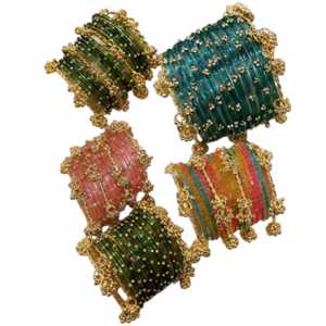Novedad 2026: Conjuntos de Brazaletes Mehndi para Boda de Mujer, Diseño Personalizado, Churiyan de Aleación con Imitación de Perlas, Alta Calidad, a la Moda - Product Image 1