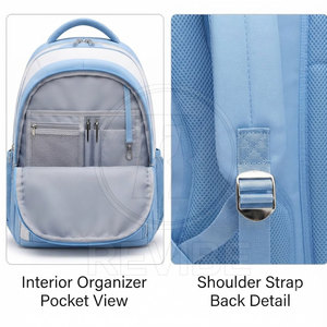 Practical Nylon School <b>Backpack</b> 30-40L Large Capacity Zipper Compartments Lightweight Eco-Friendly Adjustable <b>Strap</b> for College - Product Image 6