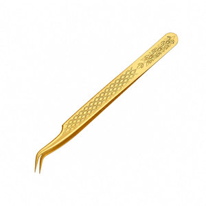 Pinzas Curvas de Precisión para Pestañas, Recubiertas en Oro, con Punta Suave, Herramienta para Aplicación de Extensiones - Product Image 4