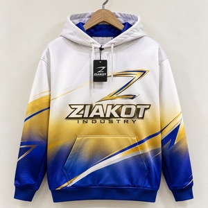 Sweat-shirt à capuche sportif blanc royal 3D dégradé de forme carrée, personnalisé et cousu sur mesure, de l'industrie Ziakot du Pakistan, vente en gros directe - Product Image 1