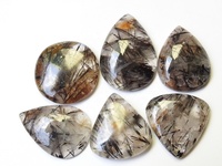 Lot de cabochons en quartz rutile noir tourmaliné, pierres précieuses en vrac 20-40MM 100 grammes pour la création de bijoux fantaisie, pendentifs, bracelets, troisième qualité