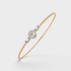 Customized Round Shape Moissanite Diamond <b>Bracelet</b> Bezel Setting 18K Yellow Gold Diamond <b>Bracelet</b> for Both Women - Product Image 3