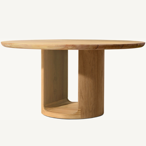 Mesa redonda de madera de teca en oferta, de estilo moderno, ideal para cafetería o terraza al aire libre. - Product Image 3