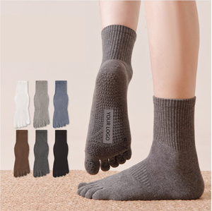 Yoga Five Finger Socks Spring and Summer Pure Cotton Sweat Absorbent Silicone Non <b>Slip</b> Sports Fitness Pilates Socks Customized - Product Image 1