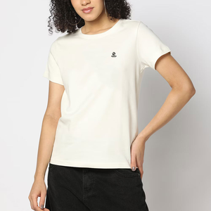 Camiseta Básica Lisa de Algodón de Alta Calidad y Precio Económico para Mujer, Corte Ajustado, Cuello Redondo, Informal, Personalizable con Serigrafía - Product Image 5