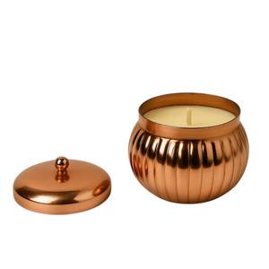 Pot à bougie en métal martelé plaqué cuivre fait main avec couvercle, décoration moderne pour la maison, porte-bougie votif, article cadeau de luxe pour les fêtes, en promotion - Product Image 2