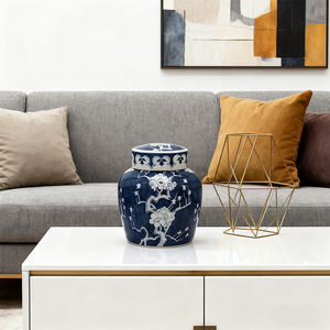 Großhandel Anpassbare Blau-Weiße Porzellan-Aufbewahrungsdose Handbemaltes Blumenmuster Keramikgefäß mit Deckel für Retro-Wohndekor - Product Image 5